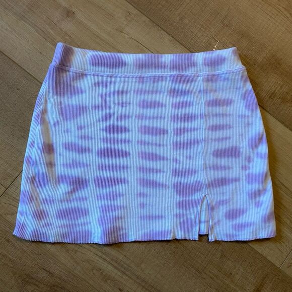 Pacsun small purple white tye dye Terry cloth mini skirt happy summer - Picture 2 of 6